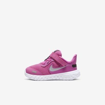 Nike Revolution 5 FlyEase - Babe Utcai Cipő - Fukszia/Fekete/Metal Titán